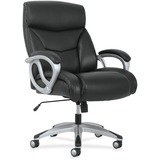 Basyx By Hon Big/tall Leather High-back Executive Chair - Leather Black Seat - Leather Black Back - Silver Mist Frame - 5-star Base - 23 Seat Width - 28.5 Width X 31.5 Depth X 44.9 Height