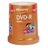 MEMOREX Memorex DVD Recordable Media - DVD-R - 16x - 4.70 GB - 100 Pack Spindle