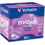 VERBATIM AMERICAS LLC Verbatim 95038 DVD Recordable Media - DVD+R - 16x - 4.70 GB - 20 Pack Slim Case