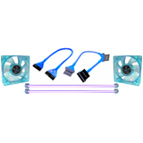 Cables Unlimited Blue UV Reactive MOD Kit Dual Tube UV CCFL Light Fans Floppy and ATA133 Cable