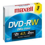 Maxell 2x DVD-RW Media - 4.7GB - 120mm Standard - 3 Pack