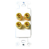 image of Cables To Go 2 Pair Decorative Speaker Insert - Screw Terminals Stereo Speakers - White