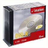 DVD-R Discs, 4.7GB, 16x, Slim Jewel Cases, Silver, 10/Pack  MPN:17619