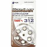 NABC UltraLast UL312HA Zinc Air Size 312 Ultra Clear Hearing Aid Batte - UL312HA