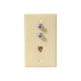 Steren 3 Socket TV/Phone Faceplate - RJ-11 Coaxial, RF - Ivory