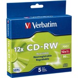 VERBATIM AMERICAS LLC Verbatim 95157 CD Rewritable Media - CD-RW - 12x - 700 MB - 5 Pack Slim Case