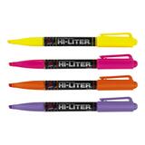 Avery Hi-Liter Everbold Visible Ink Pen Style Highlighters - Chisel Marker Point Style - Yellow Ink, Pink Ink, Orange Ink, Purple Ink - Yellow Barrel, Pink Barrel, Purple Barrel, Orange Barrel - 4 / Set