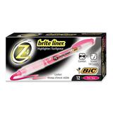 BIC Z4 Brite Liner Liquid Highlighter - Chisel Marker Point Style - Pink Ink - 12 / Dozen