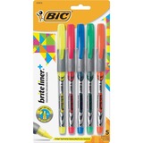 BIC Z4 Brite Liner Liquid Highlighter - Chisel Marker Point Style - Pink Ink, Yellow Ink, Orange Ink, Green Ink, Blue Ink - 5 / Set