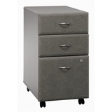 "Bush Series A Three Drawer Pedestal - 28.15"" Height x 15.51"" Width x 20.28"" Depth - 3 Drawer - Pewter - White Spectrum"