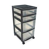 "IRIS Office Mini Chest - 26.75"" Height x 12.06"" Width x 16.12"" Depth - Plastic - 4 x File Drawer(s) - Black"