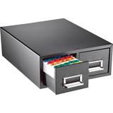 "MMF Steel Card Cabinet - 5.18"" Height x 12.31"" Width x 16"" Depth - Steel - 2 Drawer(s) - Black"