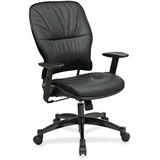 "Office Star Space 2900 Leather Managerial Mid-Back Chairs - 27.75"" x 29"" x 45.75"" - Leather Black Seat"