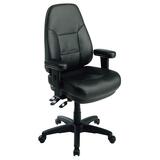 "Office Star WorkSmart EL4300 Professional High-Back Leather Chair - Black Frame - 26"" x 27.5"" x 49"" - Leather Black Seat"