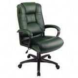 "Office Star WorkSmart EX5162 Deluxe High Back Executive Leather Chair - 26.5"" x 31.5"" x 46.25"" - Leather Green Seat"