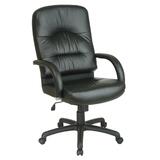 "Office Star WorkSmart EX5300 Pillow Soft High Back Leather Chair - 26.5"" x 30"" x 46.25"" - Leather Black Seat"