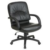 "Office Star WorkSmart EX5301 Mid Back Executive Leather Chair - 26.5"" x 30"" x 46.25"" - Leather Black Seat"