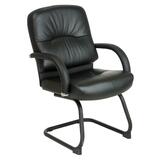 "Office Star WorkSmart EX5305 Visitors Leather Chair - 26.5"" x 28"" x 40"" - Leather Black Seat"