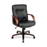 "Office Star WorkSmart WD5731 Executive Mid-Back Wood Leather Chair - 26"" x 30.75"" x 48"" - Leather Black Seat"