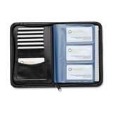 Rolodexâ„¢ Faux Leather Business Card Book w/Zipper, 120-Card Cap, 6 1/8 x 9, BK