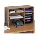 Safco High Clearance 29 Wood Desktop Organizer - 18 x 29 x 12 - 5 Compartment(s), 4 Compartment(s) - Wood - Medium Oak
