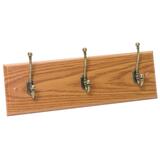 Safco 3-Hook Wood Wall Racks - 3 Hook - Wood Base - Oak, Brass