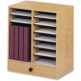Safco 14 Compartment Adjustable Literature Organizer - 22.25', 2.75' x 19.5', 17.5' x 11.75', 10.5' - 14 Compartment(s) - Wood - Medium Oak