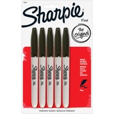 Sanford Sharpie Fine Point Permanent Marker - Black Ink - 5 / Pack - 30665PP