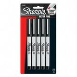 Sanford Sharpie Permanent Ultra Fine Marker - Black Ink - 5 / Pack