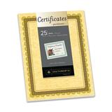 "Southworth Brown/Gold Border Parchment Certificate - 8.5"" x 11"" - Inkjet, Laser Compatible - Gold"