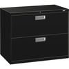 HON 600 Series Standard Lateral File - 36" x 19.25" x 28.38" - Steel - 2 x File Drawer(s) - Legal, Letter - Interlocking, Leveling Glide, Ball-bearing Suspension, Recessed Handle, Label Holder, Durable - Black