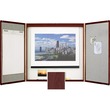 Quartet Veneer Conference Room Cabinet - 4ft x 4ft - Magnetic Surface - Mahogany