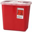 Unimed-Midwest Sharps 2 Gallon Container With Rotor Lid - 2gal - External Dimensions 10" Height x 10.5" Width x 7.25" Depth - Red