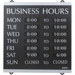U.S. Stamp & Sign Century Business Hours Sign - "Business Hour" Preprinted - 13" x 14" - Plastic - Black U.S. Stamp & Sign Century Business Hours Sign - "Business Hour" Preprinted - 13" x 14" - Plastic - Black