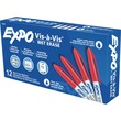 Sanford Vis-a-Vis Wet Erase Overhead Transparency Marker - Ink Color: Red - Barrel Color: White - 12 / Dozen