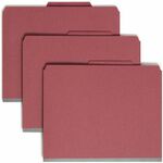 Smead 14079 Red Pressboard Classification Folders With Pocket-style Dividers And Safeshield Fasteners