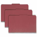 Smead 19031 Bright Red Colored Pressboard Classification Folders With Safeshield Fasteners