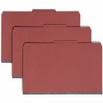 Smead 19079 Red Pressboard Classification Folders With Pocket-style Dividers And Safeshield Fasteners