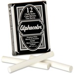 Alphacolor® Chalk Sticks, Premium White, 3/8" Diameter, 12/box