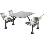 Ofm Cluster Table With Stainless Steel Top And Chairs - 30" X 48"