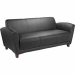 Lorell Reception Seating Coll. Black Leather Sofa