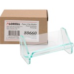 Lorell Acrylic Transp Green Edge Paper Clip Holder