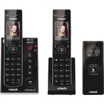 Vtech Is7121-2 Dect 6.0 Expandable Cordless Phone With Audio/video Doorbell And Answering System, Black, 2 Handsets With 1 Video Doorbell