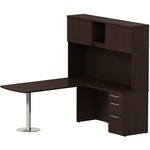Bush Business Furniture 72w X 30d Peninsula Desk L-station With 3dwr Pedestal And Hutch Mocha Cherry
