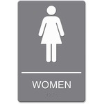 U.s. Stamp & Sign Ada Women Restroom Sign W Symbol