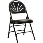 Samsonite Commercial Grade Fanback Steel & Bonded Leather Folding Chair W/ Memory Foam