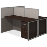 Bush Business Furniture 60w 2 Person Straight Desk Open Office With 3 Drawer Mobile Pedestals