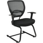 Space Seating Professional Dark Air Grid Back Visitors Chair With Custom Fabric Seat