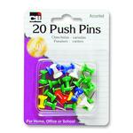 charles leonard co. push pins plastic 7 16 20 pk assorted - leo20200