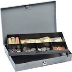 mmf industries cash box w lock 6 compartment tray gray - mmf221618001